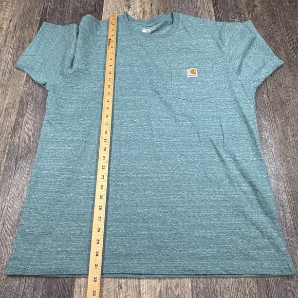 Carhartt Pocket T-Shirt Mens Large Heather Green Loose Fit Work Tee Heavyweight - Picture 8 of 10